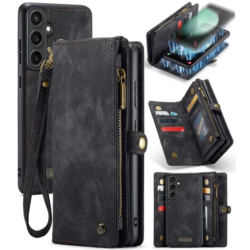 CaseMe Multi-slot Hoesje Samsung Galaxy S23 FE Grijs - Telefoonhoesje met plek voor extra veel pasjes - Pasjeshouder