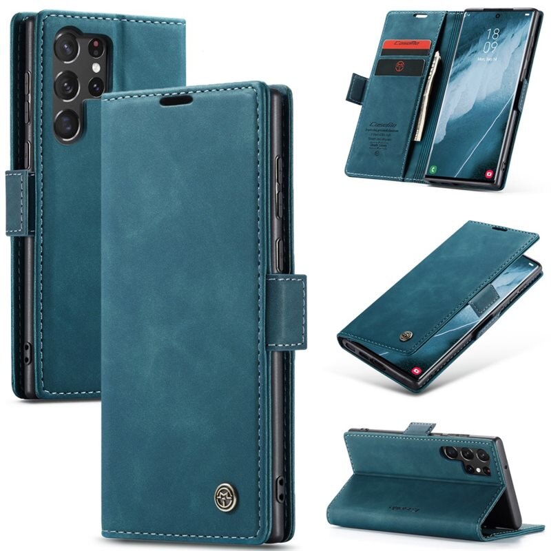 CaseMe Slim Bookcover Hoesje Samsung Galaxy S24 Ultra Blauw - Dun telefoonhoesje met pasjeshouder