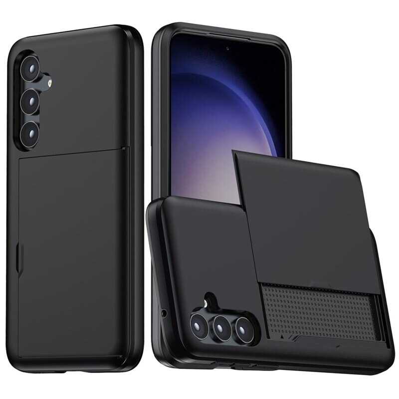 Samsung Galaxy S24 Plus Hoesje met Cardslot Zwart - Beschermhoes met plek voor pasjes