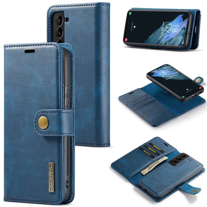 DG.MING Magnet Wallet Samsung Galaxy S24 Blue - Stijlvol lederen boekhoesje met afneembaar magnetisch binnenhoesje