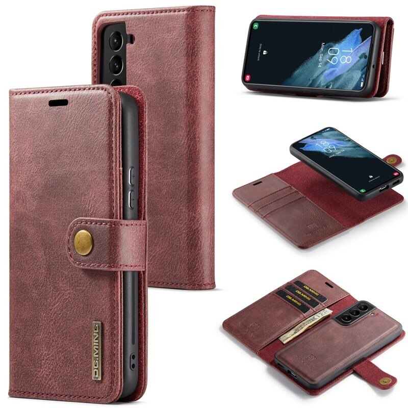 DG.MING Magnet Wallet Samsung Galaxy S24 Plus Red - Stijlvol lederen boekhoesje met afneembaar magnetisch binnenhoesje