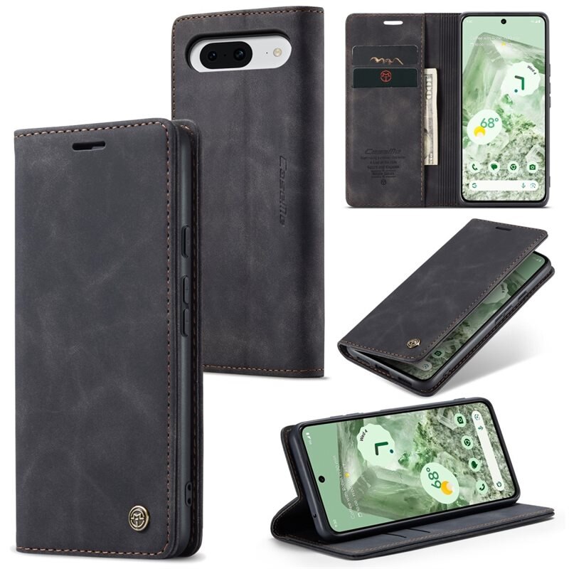 CaseMe Slim Bookcover Hoesje Google Pixel 8a Zwart - Dun telefoonhoesje met pasjeshouder