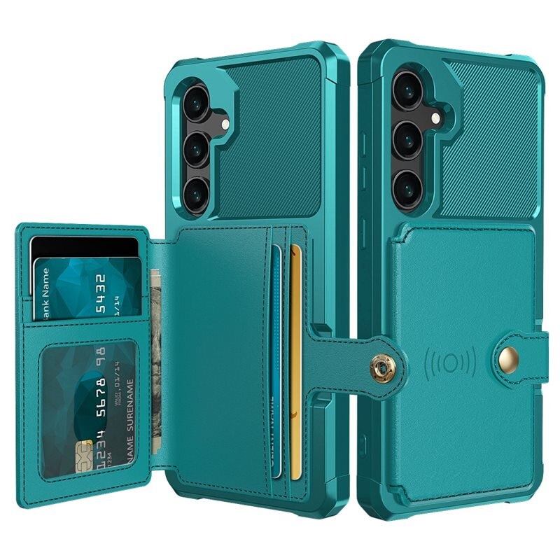 Samsung Galaxy S24 Tough Multi-slot Hoesje Groen - Beschermend hoesje met handig kaartvak in stoer design