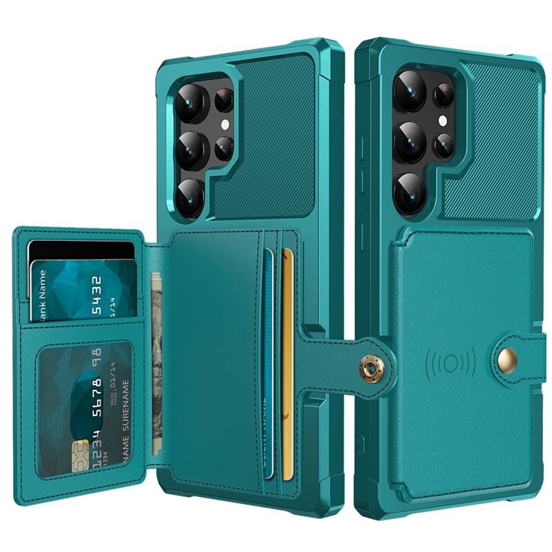 Samsung Galaxy S24 Ultra Tough Multi-slot Hoesje Groen - Beschermend hoesje met handig kaartvak in stoer design