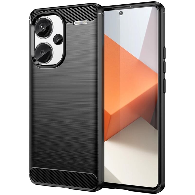 tectTech Hoesje TPU Brushed Xiaomi Redmi Note 13 Pro Plus Zwart - Telefoonhoesje met stijlvol ontwerp