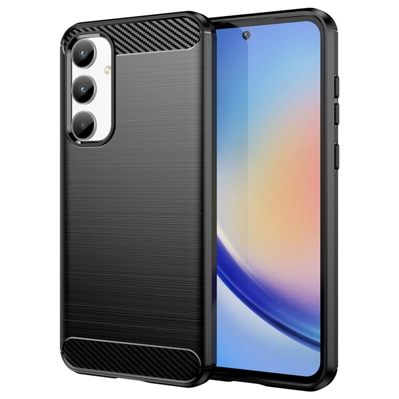 tectTech Hoesje TPU Brushed Samsung Galaxy A35 Zwart - Telefoonhoesje met stijlvol ontwerp