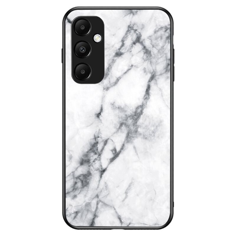 Samsung Galaxy S25 Hoesje Gehard Glas wit marmer - Telefoonhoesje