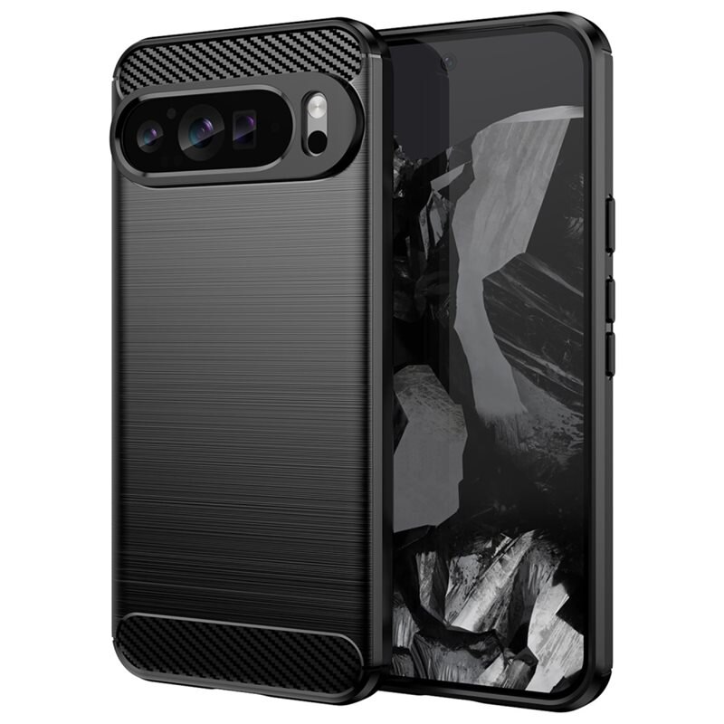tectTech Hoesje TPU Brushed Google Pixel 9 Pro XL Zwart - Telefoonhoesje met stijlvol ontwerp