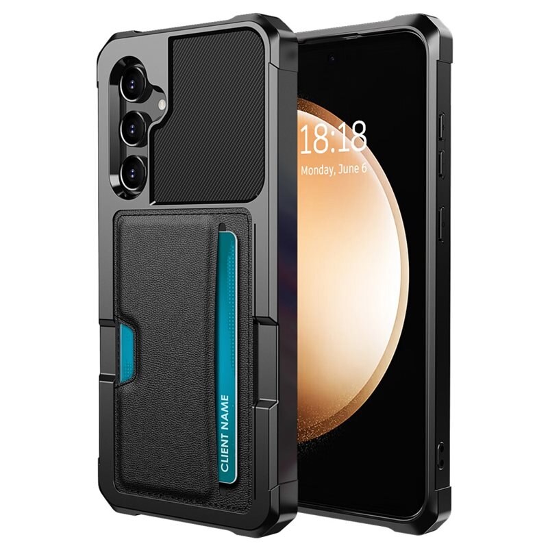 Samsung Galaxy A55 Tough Card Case zwart - Schokbestendig telefoonhoesje met pasjeshouder