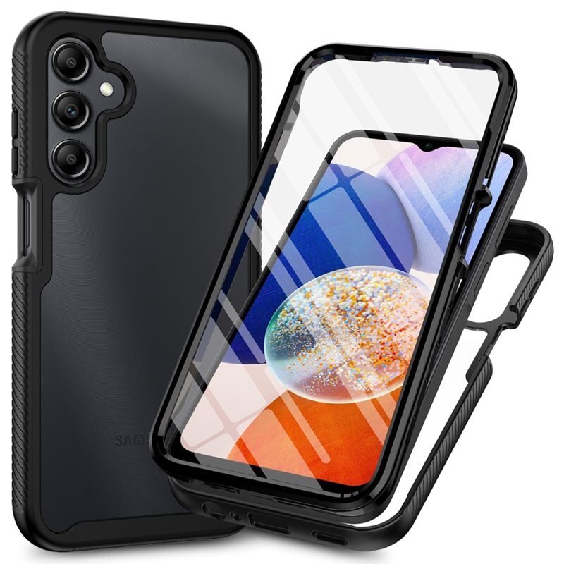 Samsung Galaxy A25 Full Protection Hoesje Zwart - Volledig dekkend hoesje met gehard glazen schermbescherming
