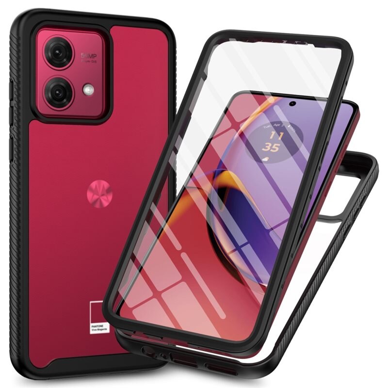Motorola Moto G84 Full Protection Hoesje Zwart - Volledig dekkend hoesje met gehard glazen schermbescherming