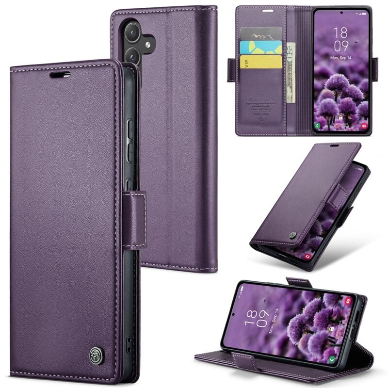 CaseMe RFID blocking Slim Bookcover Hoesje Samsung Galaxy A55 Paars - Telefoonhoesje met portemonnee en RFID-bescherming