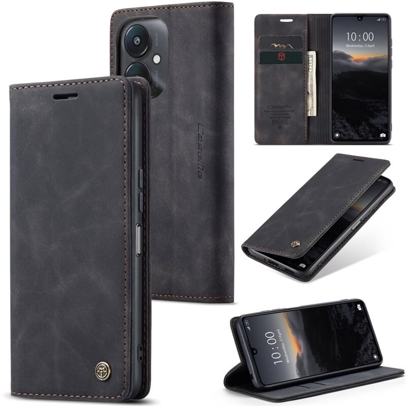 CaseMe Slim Bookcover Hoesje Xiaomi Redmi 13C Zwart - Dun telefoonhoesje met pasjeshouder