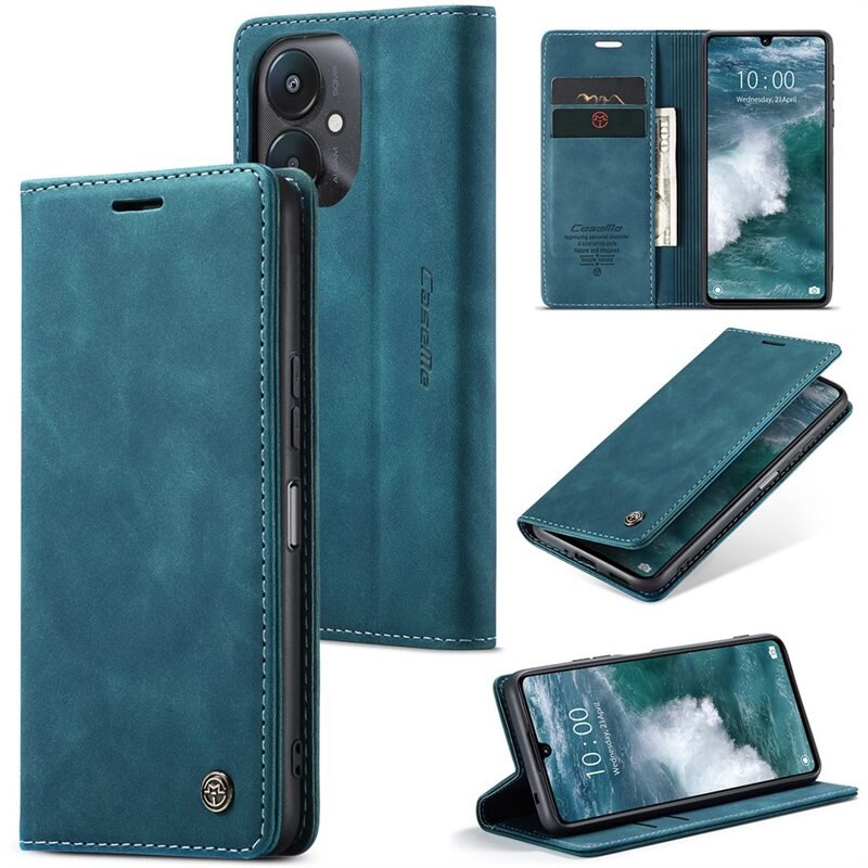 CaseMe Slim Bookcover Hoesje Xiaomi Redmi 13C Blauw - Dun telefoonhoesje met pasjeshouder
