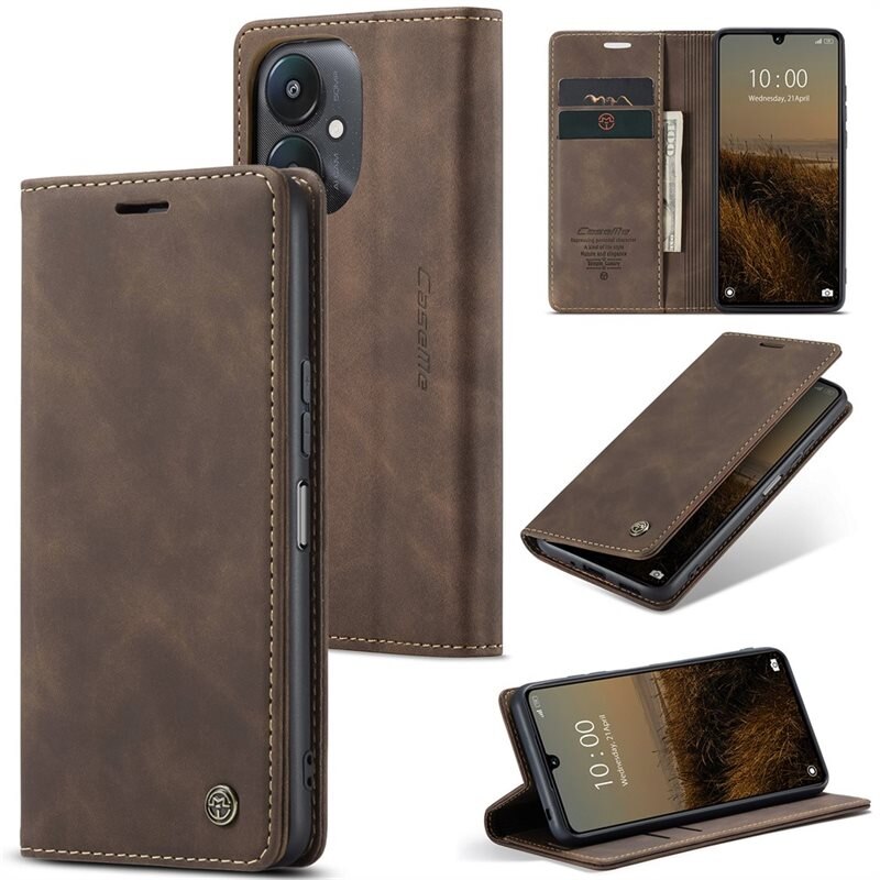CaseMe Slim Bookcover Hoesje Xiaomi Redmi 13C Bruin - Dun telefoonhoesje met pasjeshouder