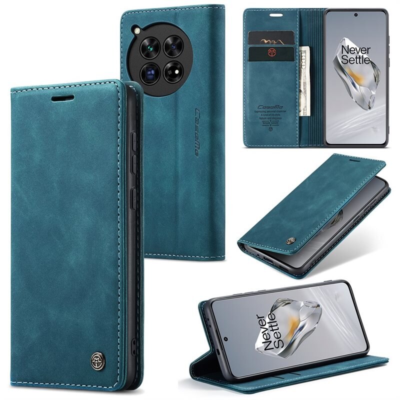 CaseMe Slim Bookcover Hoesje OnePlus 12 Blauw - Dun telefoonhoesje met pasjeshouder