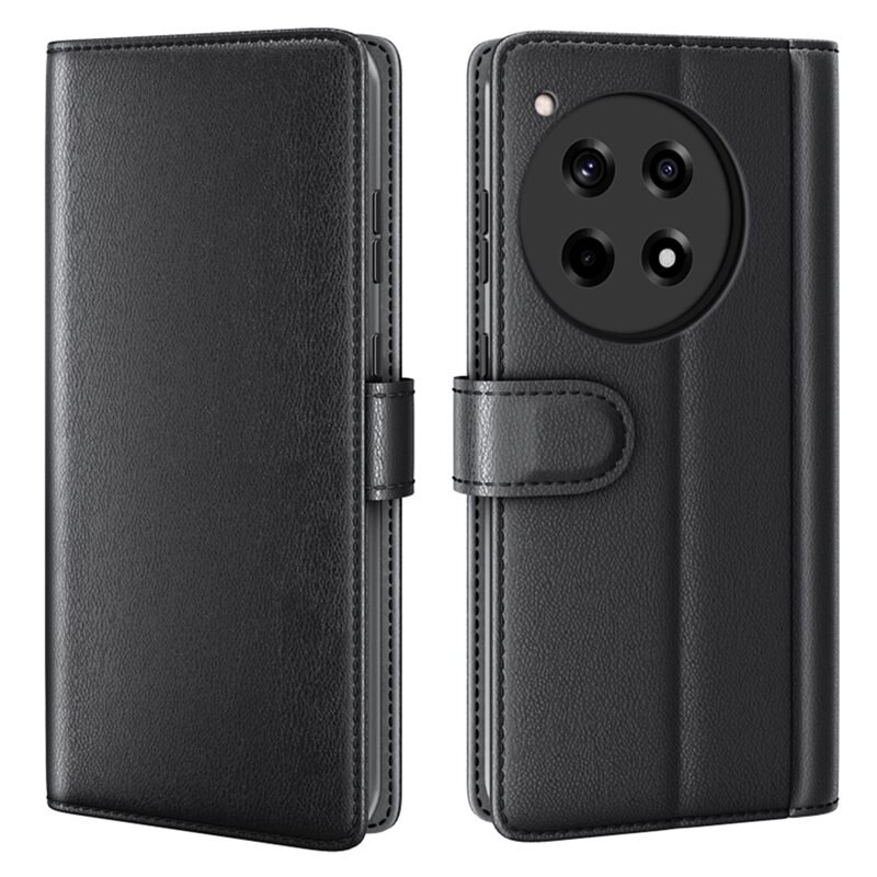 OnePlus 13R Echt lederen hoesje Zwart - Klassiek boekhoesje met plek voor briefgeld en pasjes