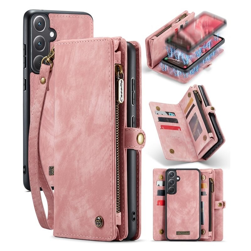 CaseMe Multi-slot Hoesje Samsung Galaxy A35 Rood - Telefoonhoesje met plek voor extra veel pasjes - Pasjeshouder