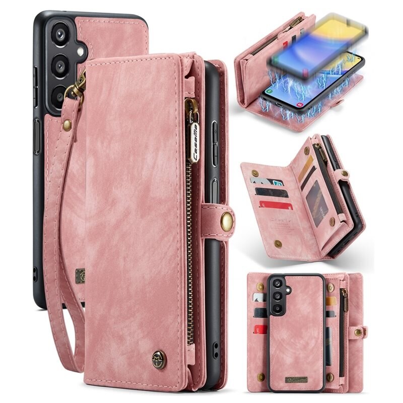 CaseMe Multi-slot Hoesje Samsung Galaxy A15 Roze - Telefoonhoesje met plek voor extra veel pasjes - Pasjeshouder