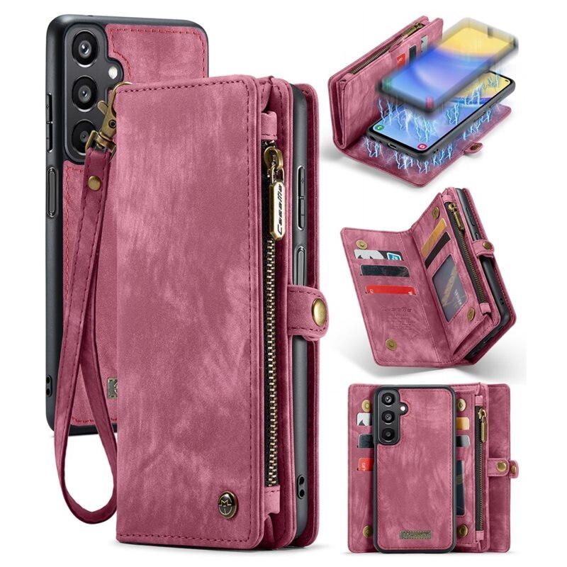 CaseMe Multi-slot Hoesje Samsung Galaxy A15 Rood - Telefoonhoesje met plek voor extra veel pasjes - Pasjeshouder