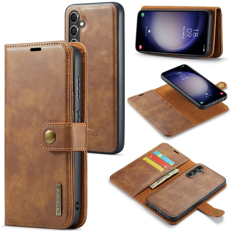 DG.MING Magnet Wallet Samsung Galaxy A55 Cognac - Stijlvol lederen boekhoesje met afneembaar magnetisch binnenhoesje