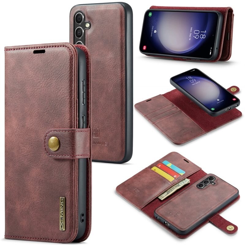 DG.MING Magnet Wallet Samsung Galaxy A55 Red - Stijlvol lederen boekhoesje met afneembaar magnetisch binnenhoesje