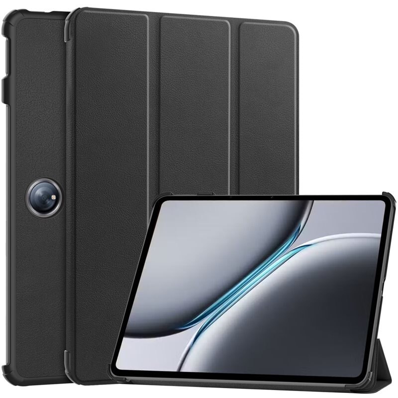 OnePlus Pad 2 Tri-fold Hoesje Zwart - Beschermende tablethoes met standaardfunctie