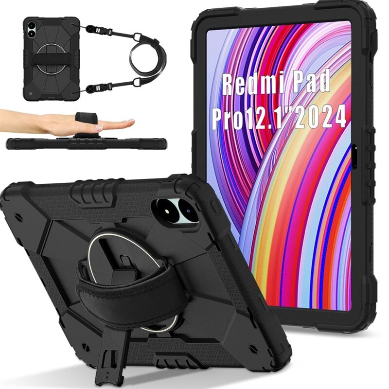 Xiaomi Redmi Pad Pro Schokbestendige Hybridcase met schouderriem zwart - Beschermende tablethoes