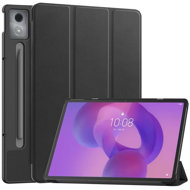 Lenovo Idea Tab Pro Tri-fold Hoesje Zwart - Beschermende tablethoes met standaardfunctie