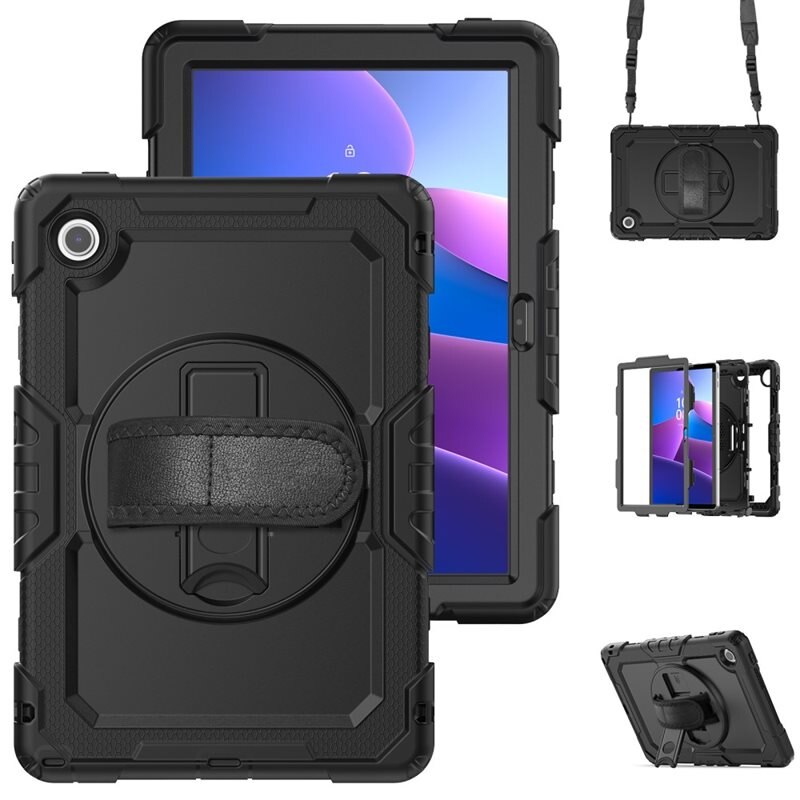 Lenovo Tab Schokbestendige Full Protection Hybridcase met schouderriem zwart