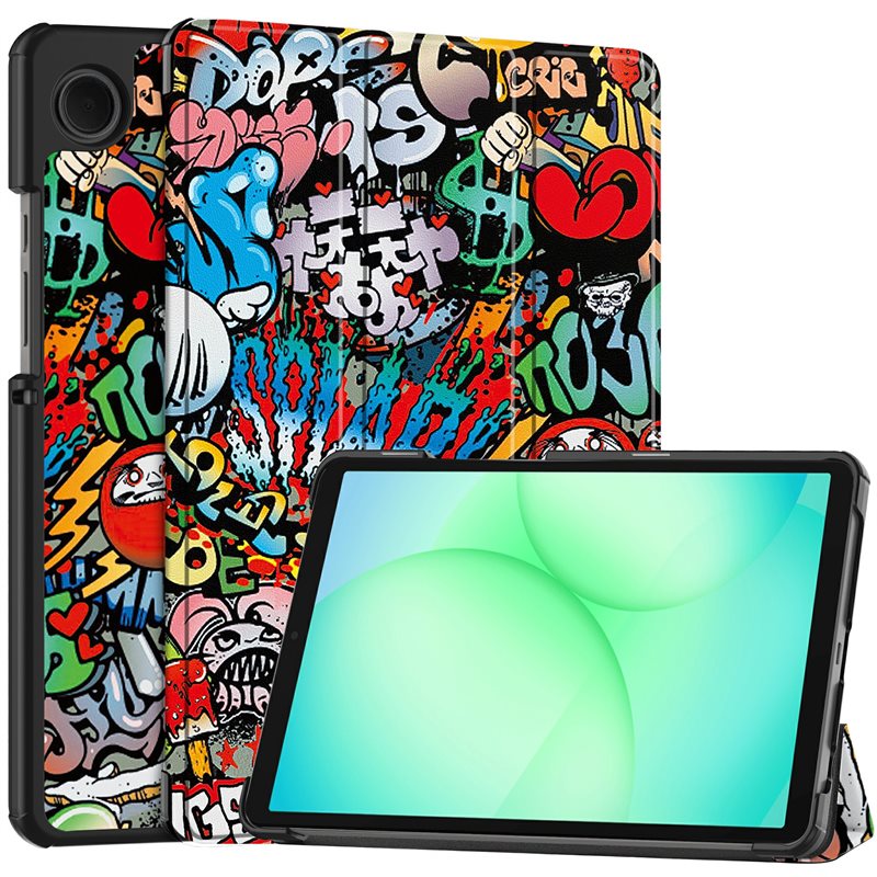 Samsung Galaxy Tab A11 Tri-fold Hoesje Graffiti - Beschermende tablethoes met standaardfunctie