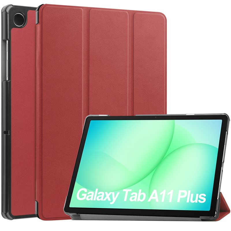 Samsung Galaxy Tab A11 Plus Tri-fold Hoesje Rood - Beschermende tablethoes met standaardfunctie