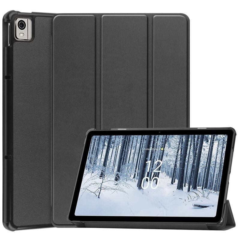Nokia T21 Tri-fold Hoesje Zwart - Beschermende tablethoes met standaardfunctie