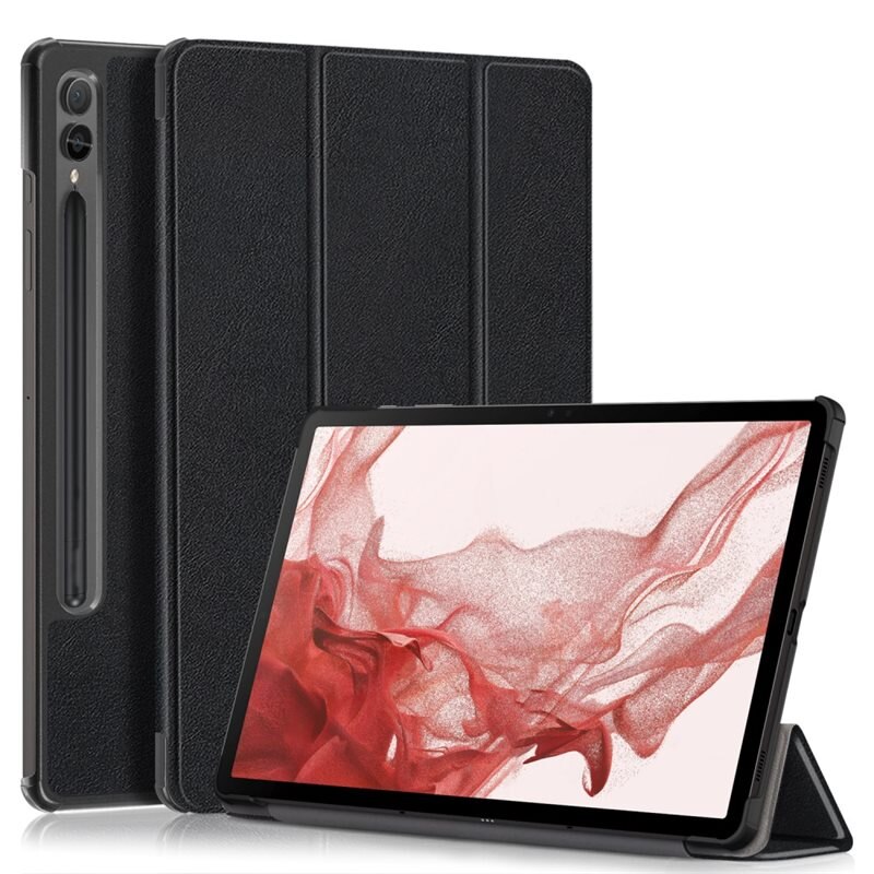 Samsung Galaxy Tab S10 Plus Tri-fold Hoesje Zwart - Beschermende tablethoes met standaardfunctie
