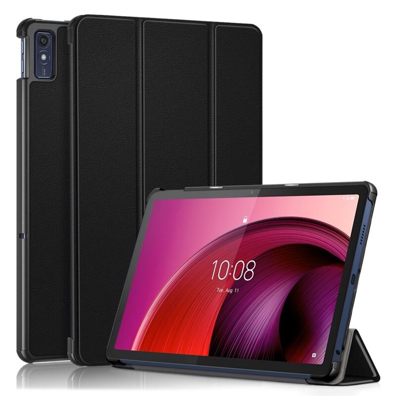 Lenovo Tab M10 5G Tri-fold Hoesje Zwart - Beschermende tablethoes met standaardfunctie