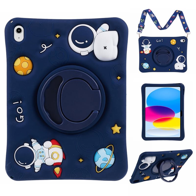 Apple iPad 11 11th Gen (2025) Hoesje Astronaut met Stand en schouderband blauw