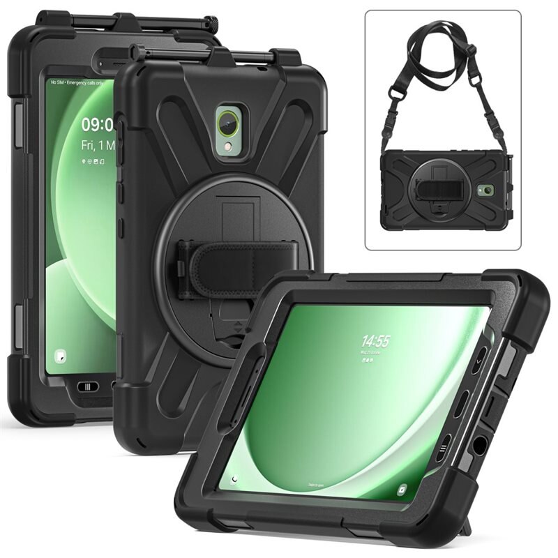 Samsung Galaxy Tab Active3 Schokbestendige Hybridcase met schouderriem zwart - Beschermende tablethoes
