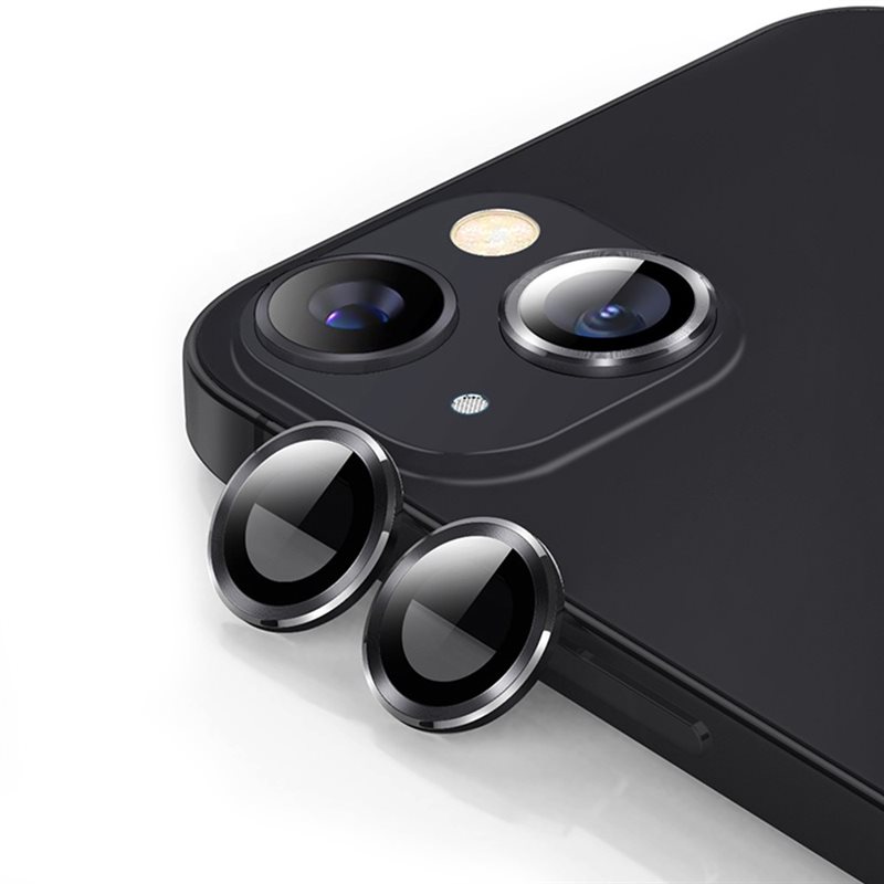 Hat Prince Gehard Glas Camera Protector Aluminium iPhone 14 Plus Zwart - Dunne gekleurde lensbeschermers - Past samen met een hoesje