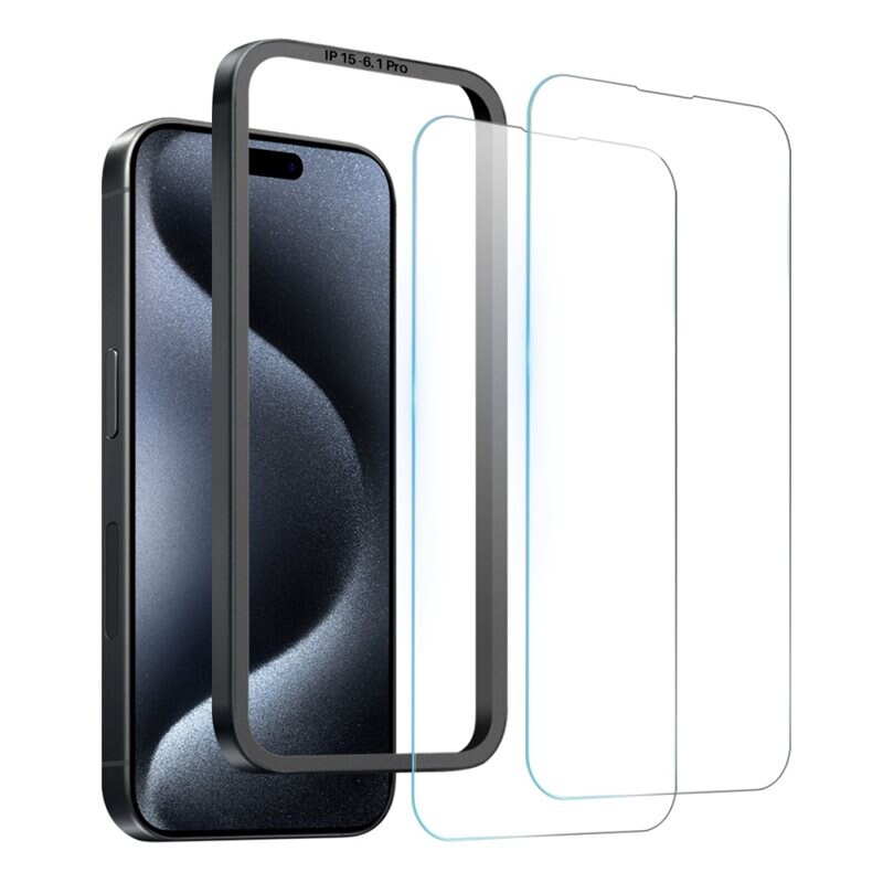 NORTHJO iPhone 15 Pro Screenprotector Gehard Glas met Installatieframe (2-pack)