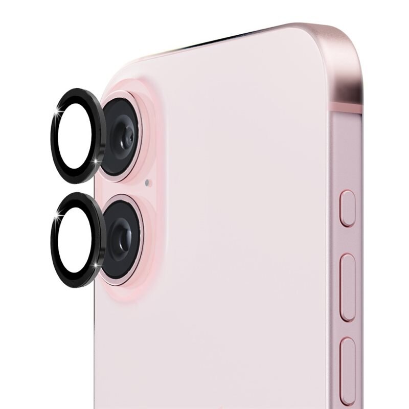Hat Prince Gehard Glas Camera Protector Aluminium iPhone 16 Zwart - Dunne gekleurde lensbeschermers - Past samen met een hoesje