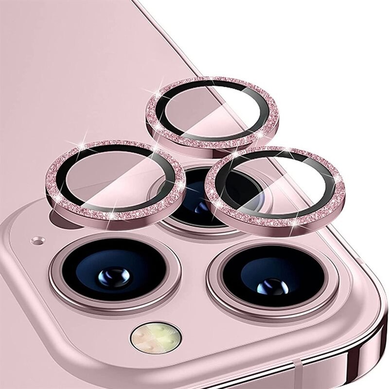Hat Prince Gehard Glas Camera Protector Aluminium Schitteren iPhone 16 Pro roze - Dunne, glitterende camerabescherming - Past samen met een hoesje