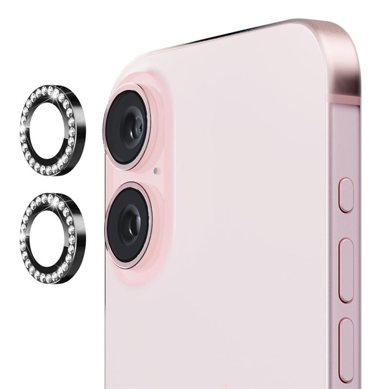 Hat Prince Gehard Glas Camera Protector Aluminium Rhinestone iPhone 16 Plus zwart