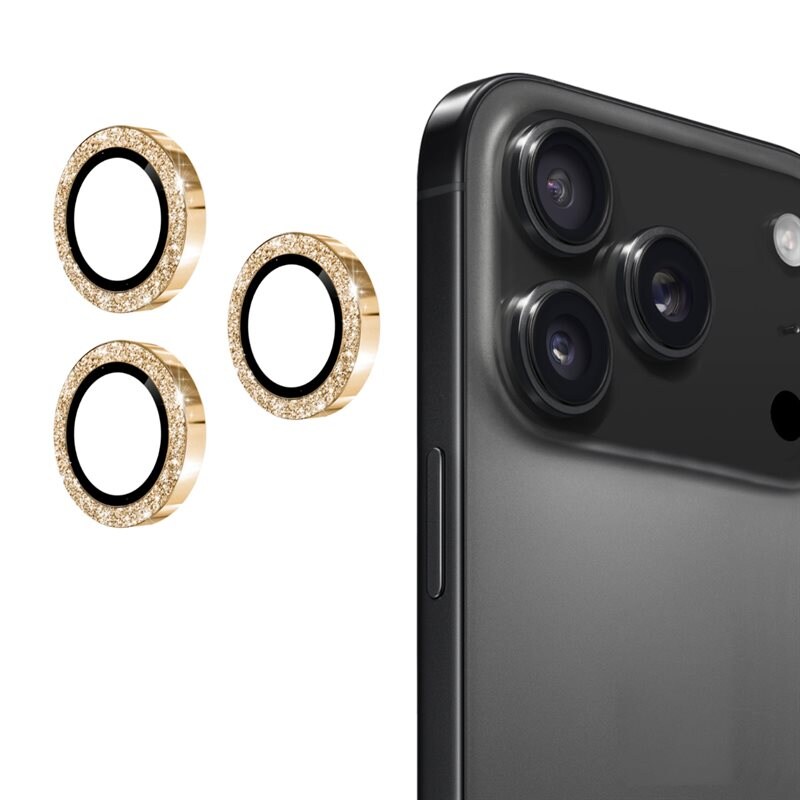Hat Prince Gehard Glas Camera Protector Aluminium Schitteren iPhone 17 Pro Goud - Dunne, glitterende camerabescherming - Past samen met een hoesje