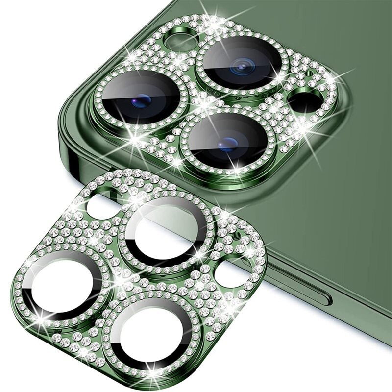 Hat Prince Gehard Glas Glitter Camera Protector Aluminium iPhone 13 Pro groen
