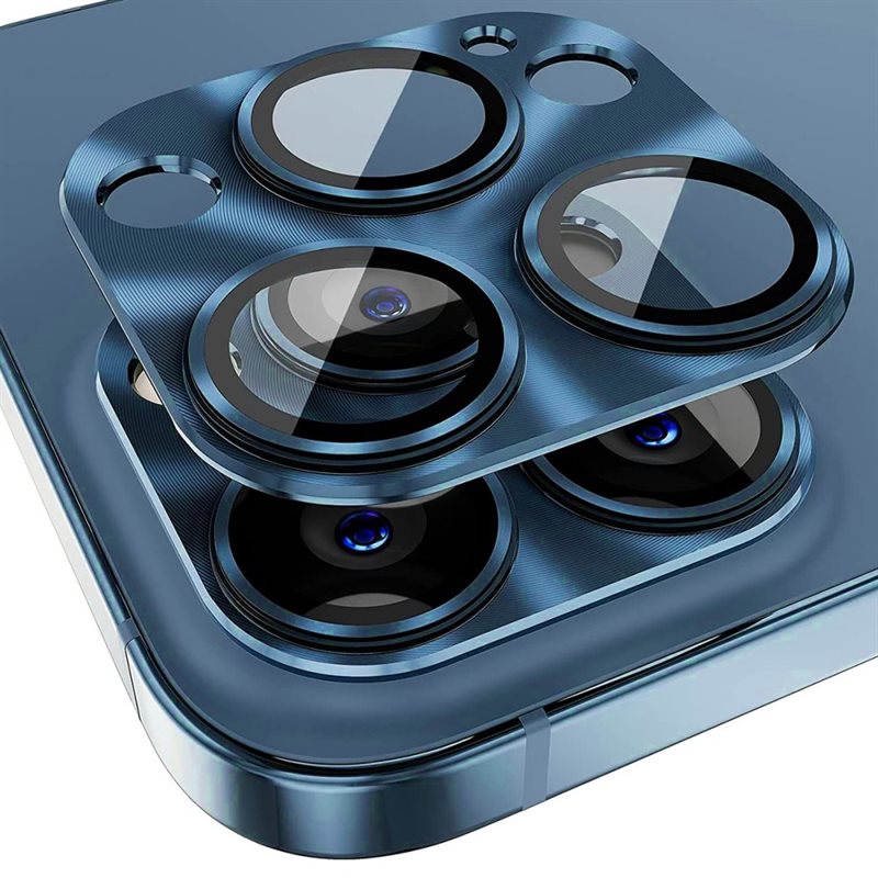 Hat Prince Gehard Glas Camera Protector Aluminium iPhone 15 Pro Max blauw - Gekleurde, vrolijke lensbeschermer van glas