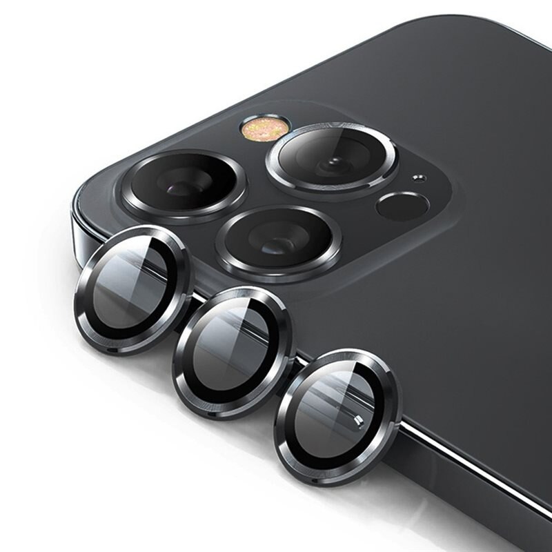 Hat Prince Gehard Glas Camera Protector Aluminium iPhone 16 Pro Max zwart - Dunne gekleurde lensbeschermers - Past samen met een hoesje