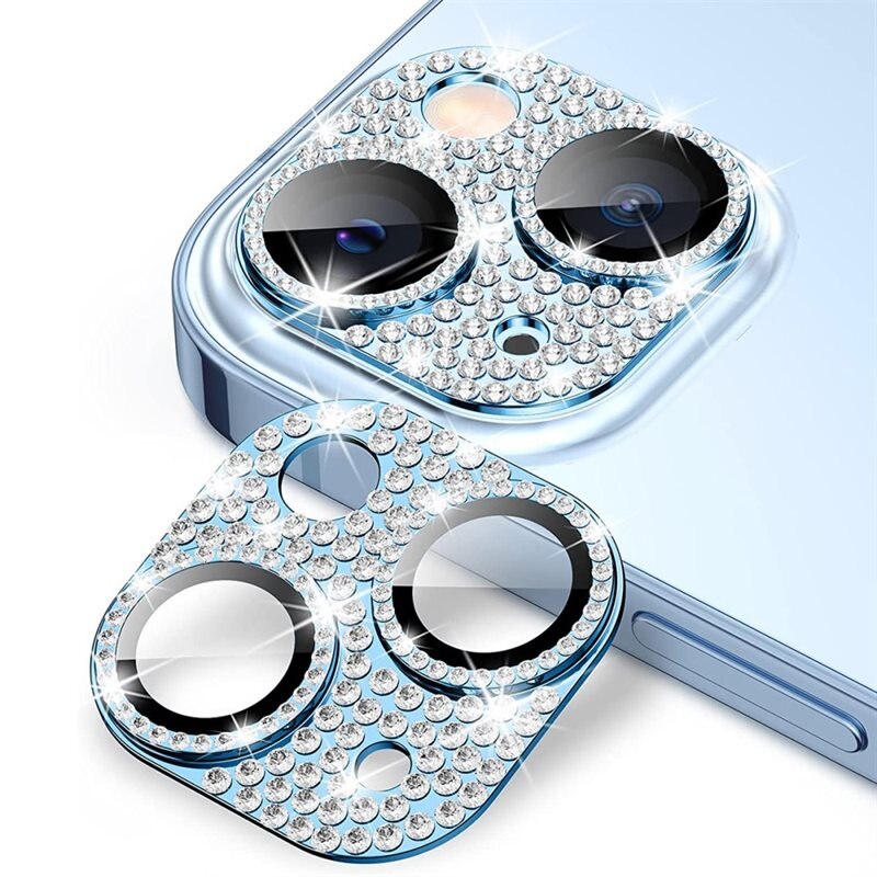 Hat Prince Gehard Glas Glitter Camera Protector Aluminium iPhone 15 Plus blauw