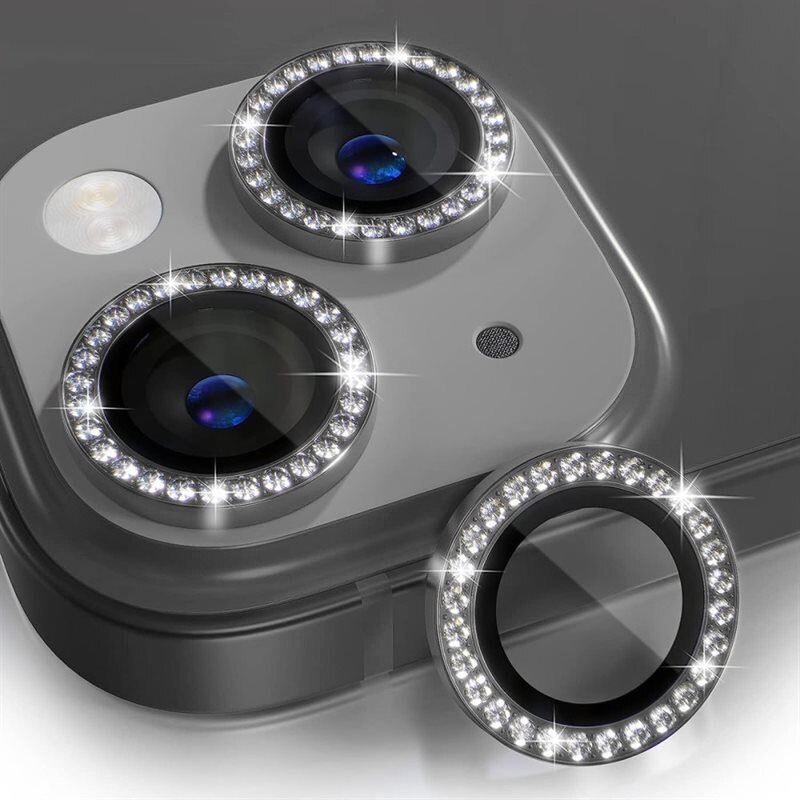 Hat Prince Gehard Glas Camera Protector Aluminium Rhinestone iPhone 13 zwart