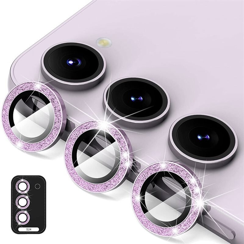 Hat Prince Gehard Glas Camera Protector Aluminium Schitteren Samsung Galaxy S24 paars - Dunne, glitterende camerabescherming - Past samen met een