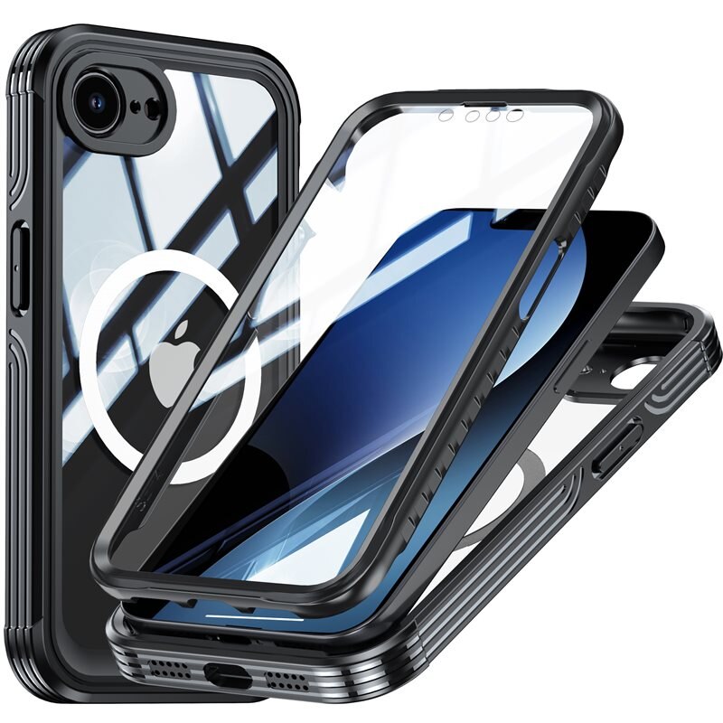 iPhone 16e Premium Full Protection Hoesje Zwart - Volledige dekking - Telefoonhoesje met geïntegreerde bescherming voor het scherm